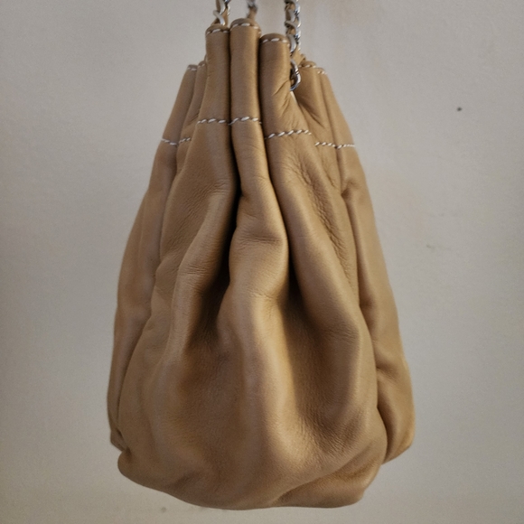 CHANEL Beige Lambskin Leather LAX Accordion Shoulder Bag - Picture 11 of 15